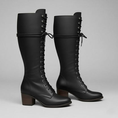 Emilia | Damen Hohe Geschnuerte Blockabsatz Stiefel