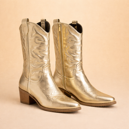 Florence | Damen Bestickte Westernstiefel mit Reissverschluss