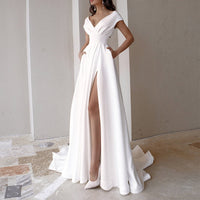 Gerda | Damen Elegantes Abend Maxikleid mit V-Ausschnitt