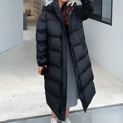 Heike | Damen Oversized Warme Lange Kapuzen Pufferjacke