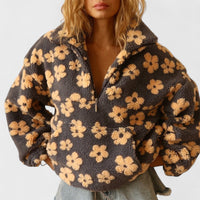 Isabelle | Damen Oversize Blumenmuster Teddy Pullover