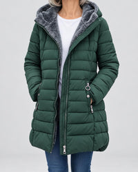 Kim | Damen Gesteppte Pufferjacke mit Kunstfellfutter mit Kapuze