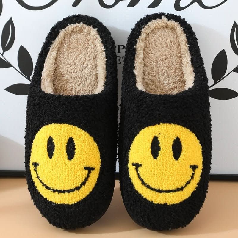 Lara | Damen Gefütterte Winter Hausschuhe mit Smiley-Motiv