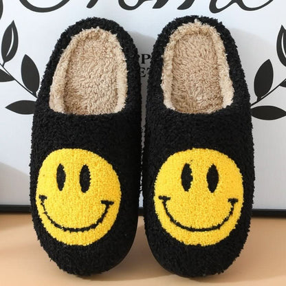 Lara | Damen Gefütterte Winter Hausschuhe mit Smiley-Motiv