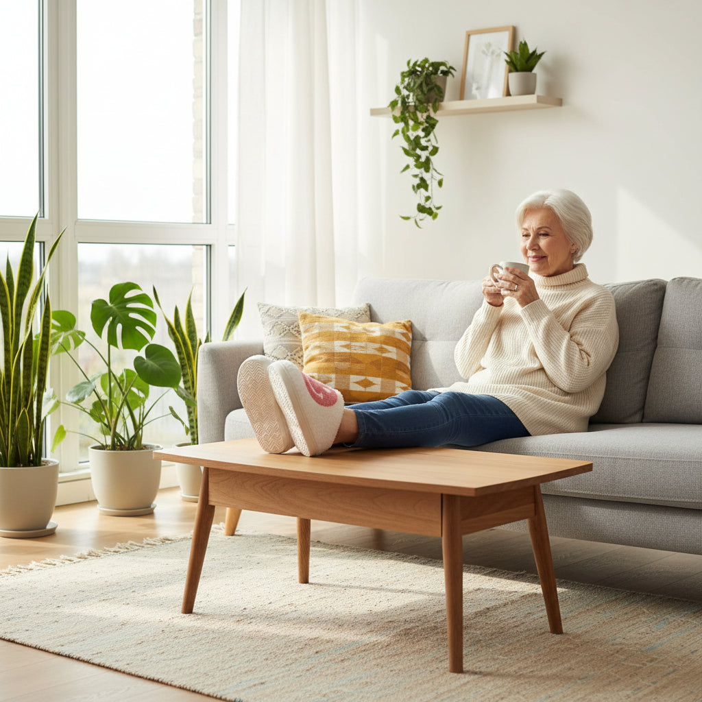 Lara | Damen Gefütterte Winter Hausschuhe mit Smiley-Motiv