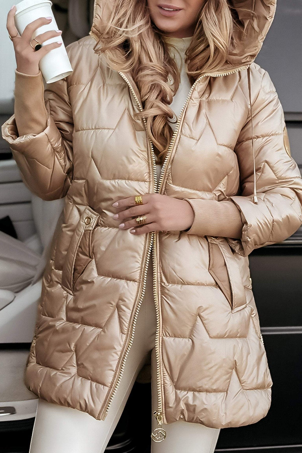 Leonie | Damen Lässige warme Winterjacke mit Kapuze