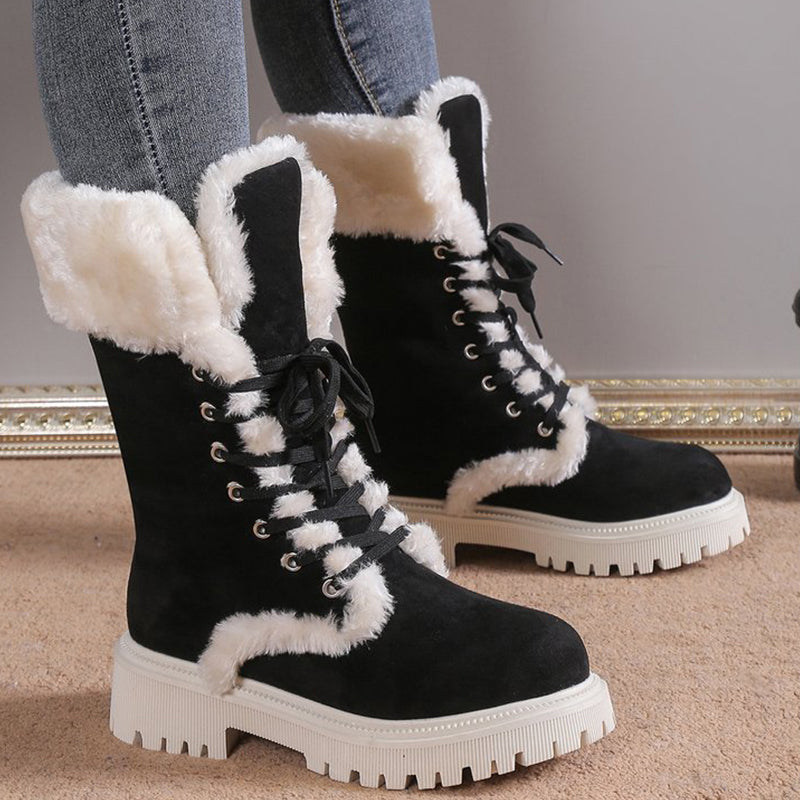 Louisa | Damen Wildleder Winterstiefel mit Kunstfell