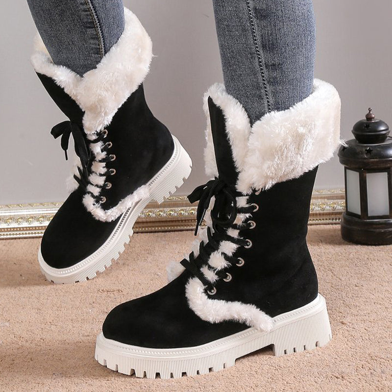 Louisa | Damen Wildleder Winterstiefel mit Kunstfell