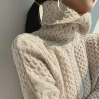 Mila | Damen Kuscheliger Grobstrick Rollkragenpullover