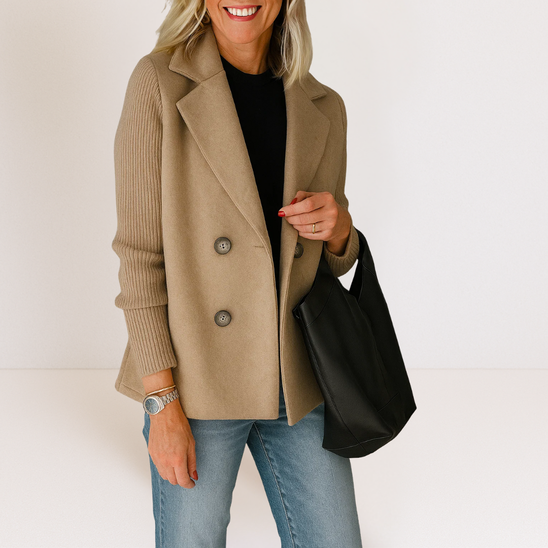 Sandrine | Damen Eleganter Blazer mit strukturierten Ärmeln Doppelreihig