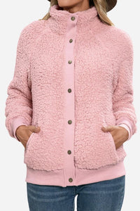 Selma | Damen Warme Sherpa Teddyjacke mit Knöpfen