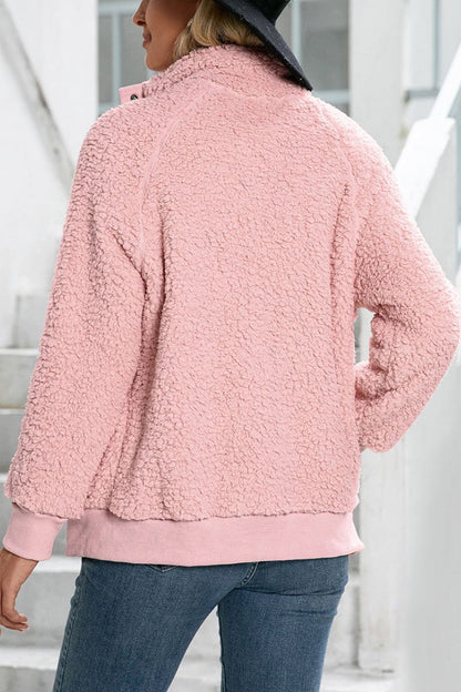 Selma | Damen Warme Sherpa Teddyjacke mit Knöpfen