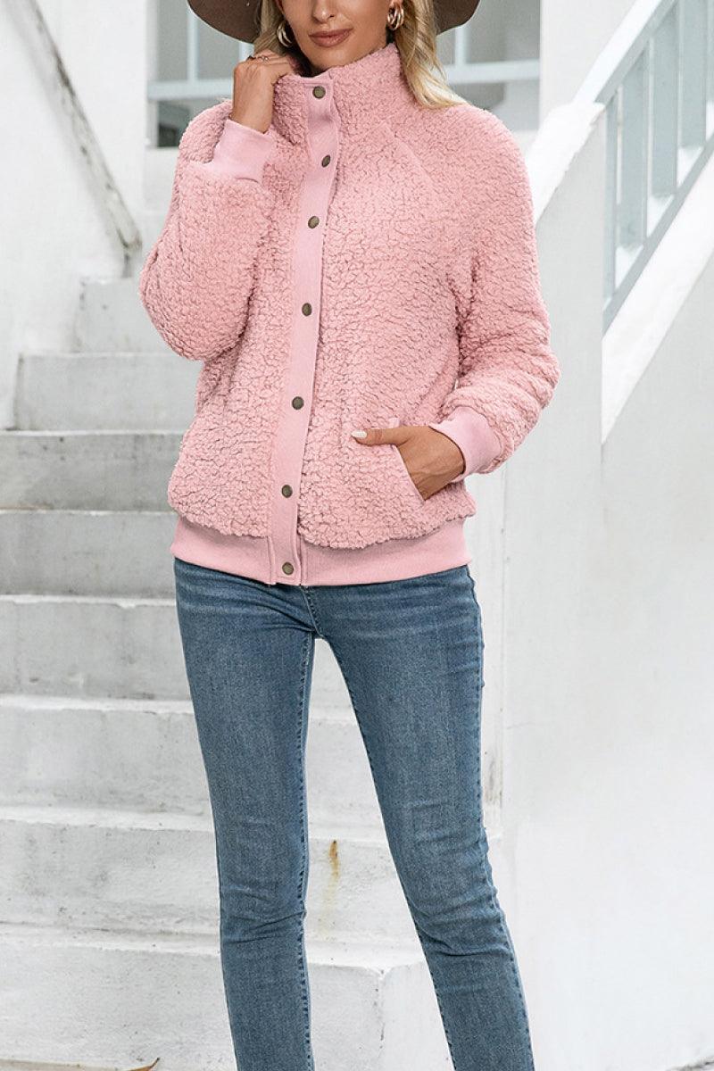 Selma | Damen Warme Sherpa Teddyjacke mit Knöpfen