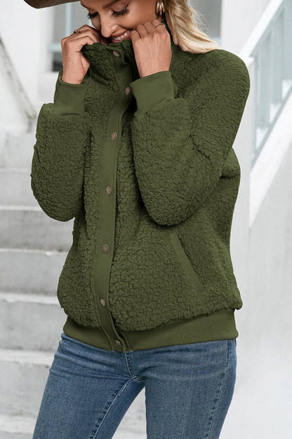 Selma | Damen Warme Sherpa Teddyjacke mit Knöpfen