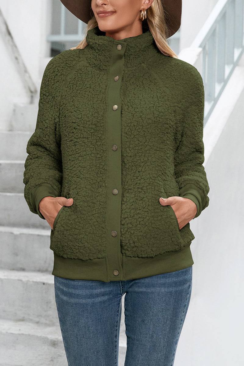 Selma | Damen Warme Sherpa Teddyjacke mit Knöpfen