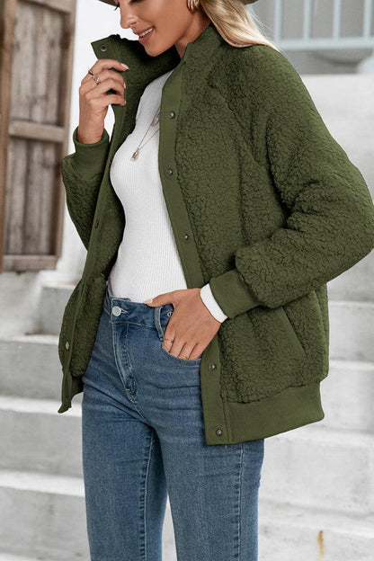 Selma | Damen Warme Sherpa Teddyjacke mit Knöpfen