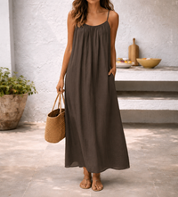 Tania | Damen Lockeres Maxikleid mit Bauchbedeckung