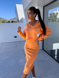 Ursula | Damen Lässiges Zweiteiliges Pulloverkleid Set