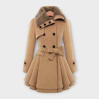 Vanessa | Damen Elegantes Winter Mantel mit Kunstfellkragen